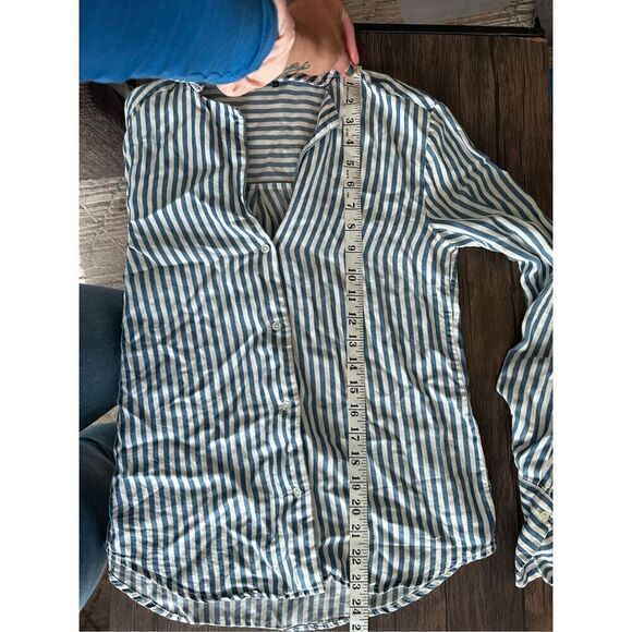 PAIGE Elora Striped Long Sleeve Collared Button Down Shirt Blue White Size XS - Picture 10 of 11